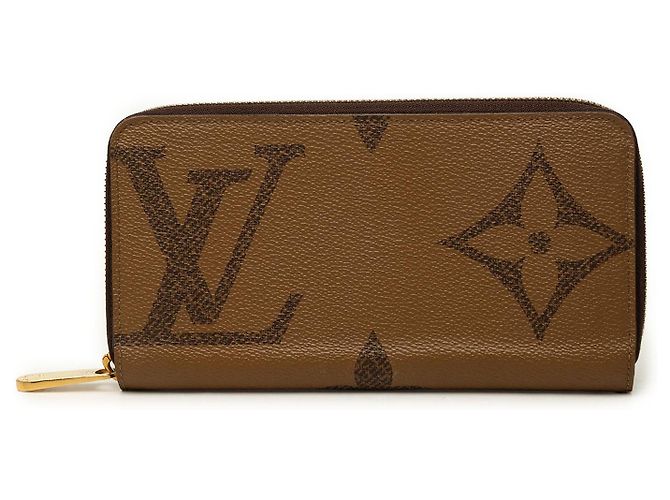 Brown Louis Vuitton Monogram Giant Reverse Zippy Long Wallet
