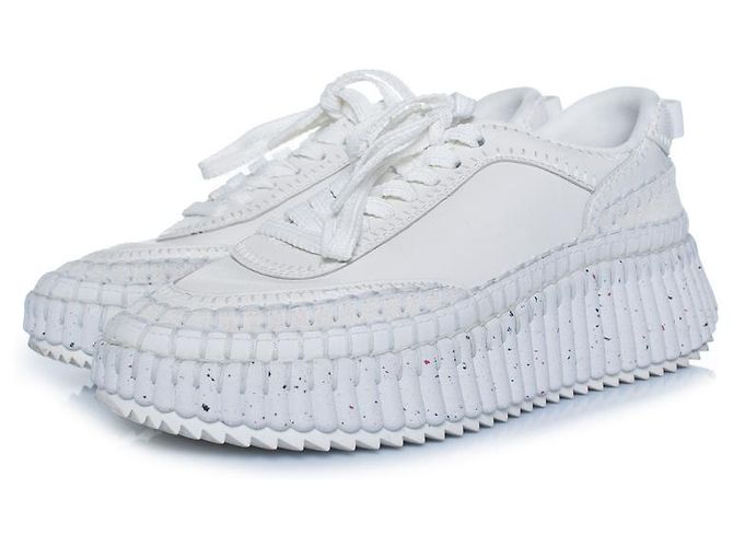 Chloé Chloe, nama leather platform sneakers with stitching White