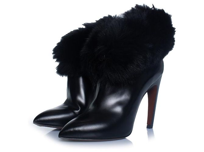 Louis Vuitton, black high shine leather ankle boots