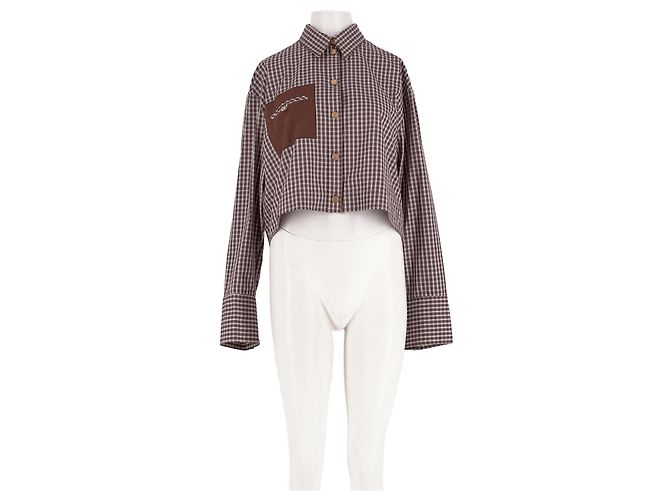 Autre Marque Camisa TRESSÉ de algodón marrón Castaño