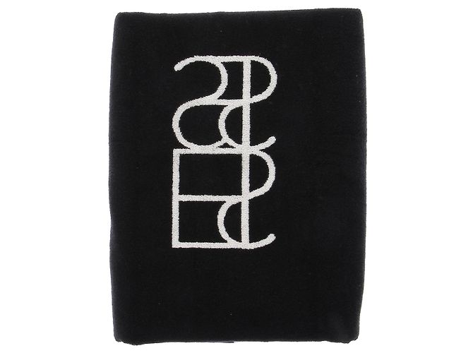 Autre Marque Toalla de baño de algodón monogramada Negro