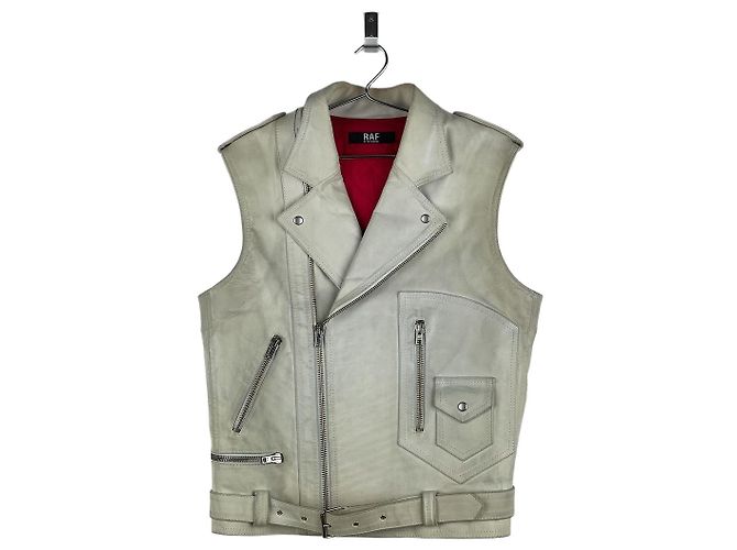 Ärmellose Leder-Motorradweste RAF von Raf Simons AW05