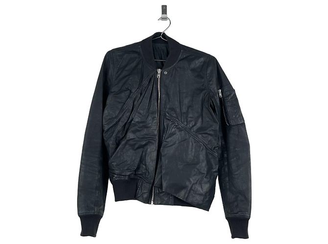Jaqueta bomber de couro drapeada 'Cyclops' SS16 de Rick Owens