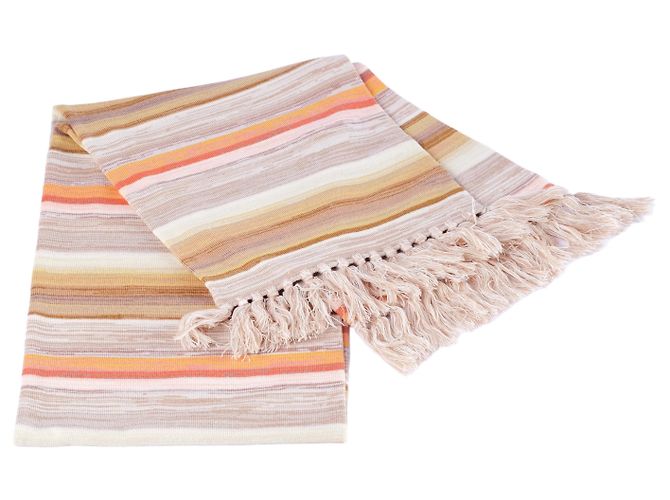 Sciarpa in lana a righe multicolore Missoni con frange Arancione