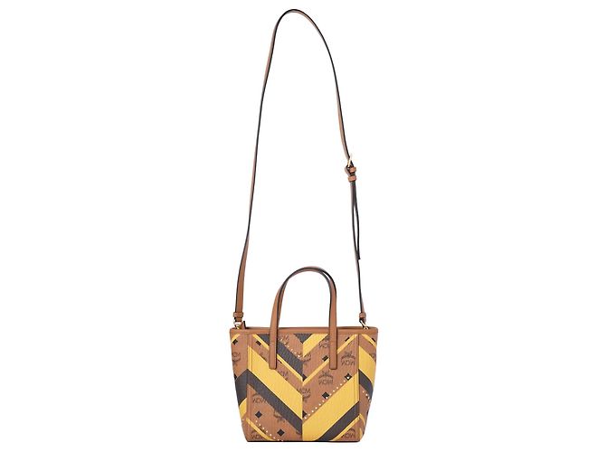 Autre Marque Bolsa de couro com alça de mão MCM