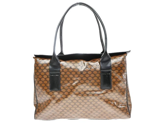 Céline Tote Celine Fold Over in vinile Marrone