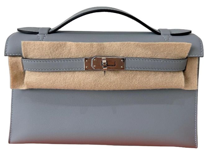 Hermès Kelly Sellier Handtasche Grau Leder