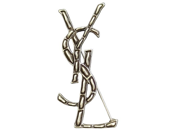 Broche Yves Saint Laurent Cassandre efecto cocodrilo Hardware de plata