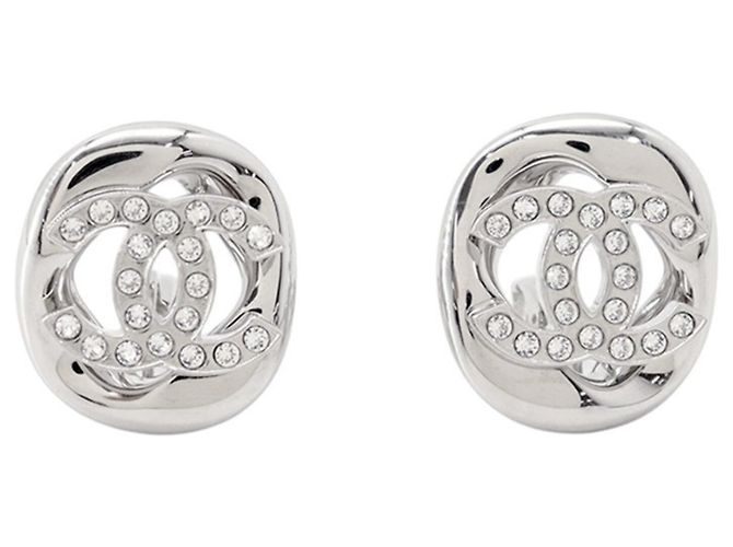 Orecchini a clip Chanel con strass Argento