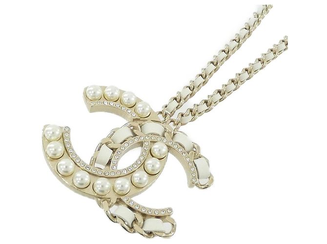 Chanel AB0124 Halskette Weiß Golden