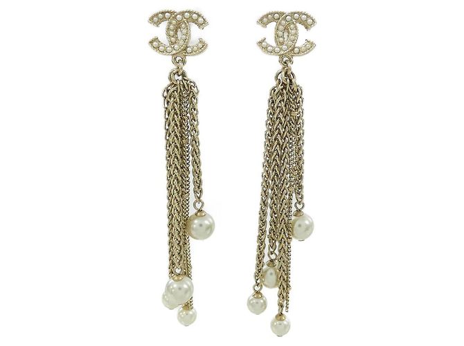 Pendientes de botón Chanel AB0672 White Blanco