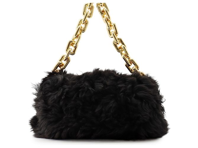 Borsa Bottega Veneta nera - The Chain Pouch Shearling Nero