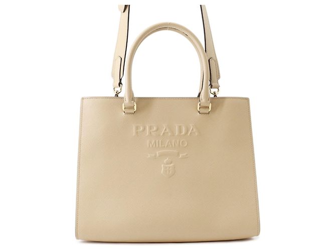 Prada Lederhandtasche Beige
