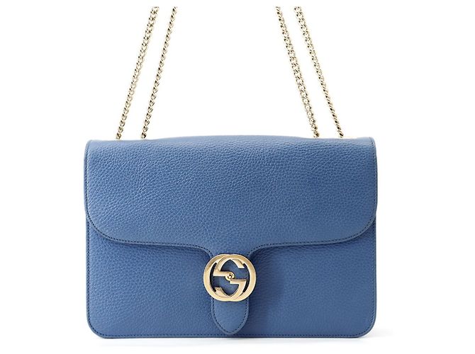 Borsa a tracolla con catena Gucci in nero e blu
