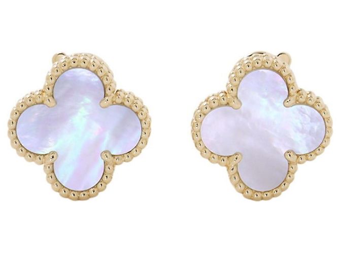 Pendientes Alhambra Van Cleef & Arpels Blanco Dorado