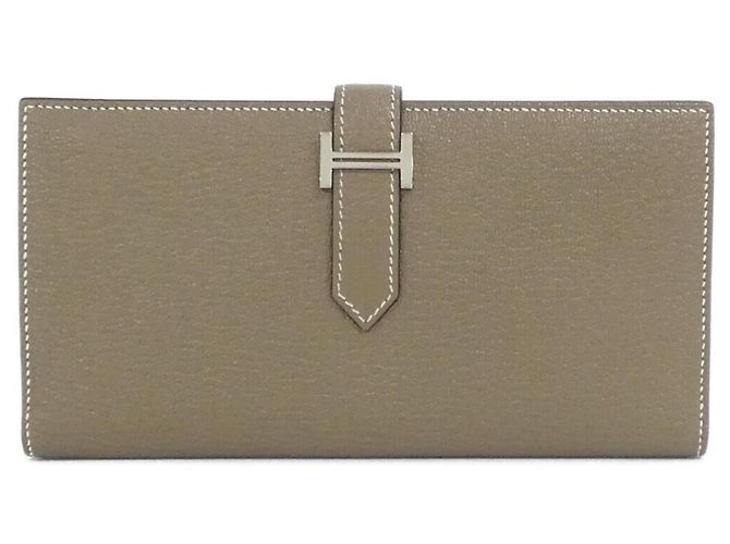 Hermès Hermes Bearn Soufflé Long Wallet Taupe