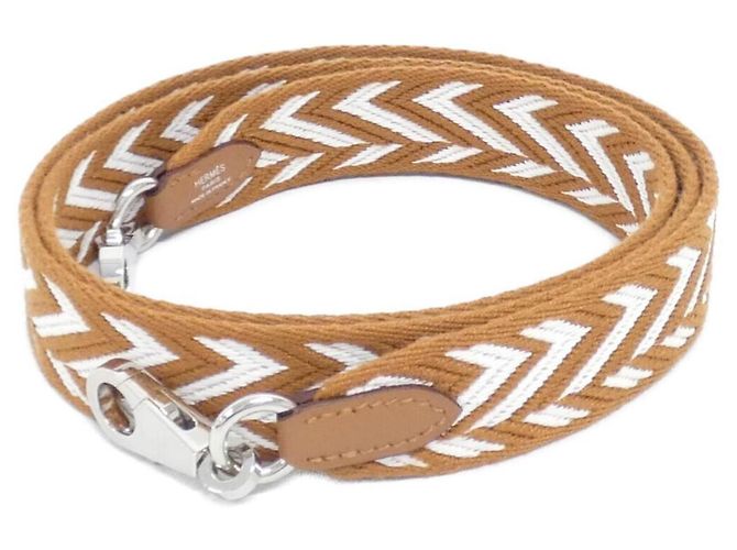 Hermès Hermes Sangle Zigzag Strap Marrom Branco Dourado
