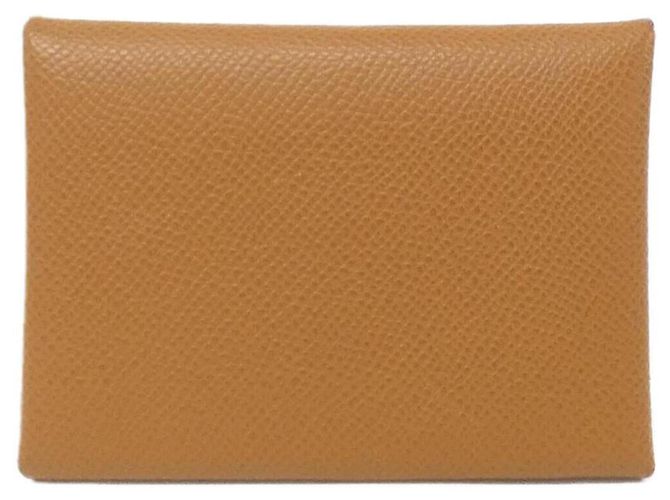 Hermès Hermes Calvi Duo Wallet/Coin Case Brown Golden