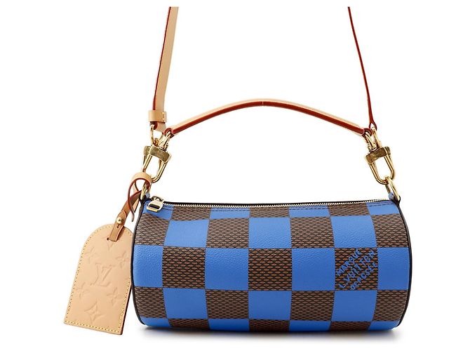 Borsa a tracolla Louis Vuitton Damier Pop Soft Polochon Blu Damier ebene