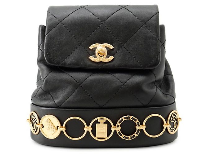 Chanel Matelassé Black Leather Backpack