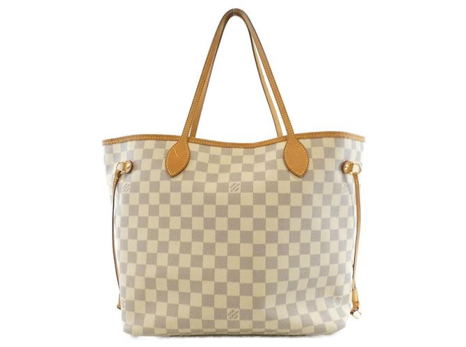 Bolsa Louis Vuitton Damier Azur Neverfull MM Branco Azul