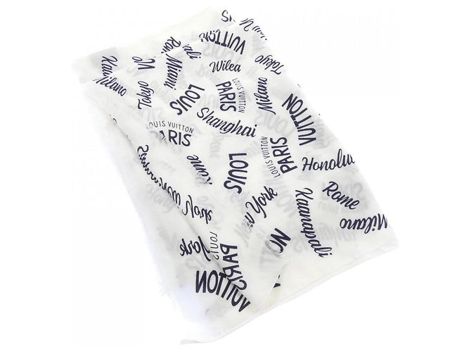 Sciarpa/Stola Louis Vuitton Etol Cities Nero Bianco