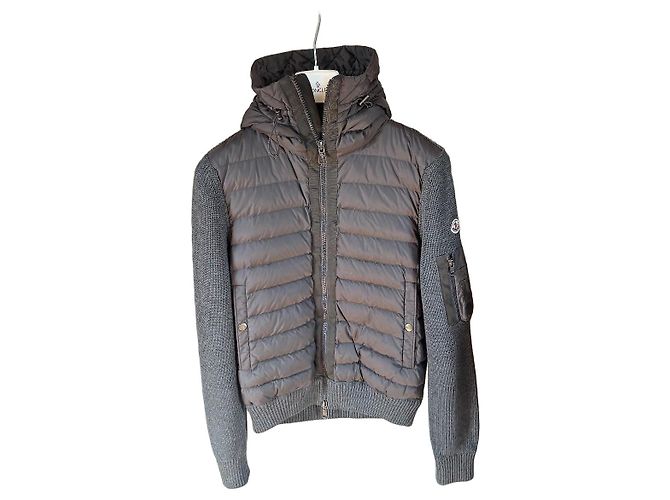 Moncler Maglione Strickcardigan mit Kapuze Grau