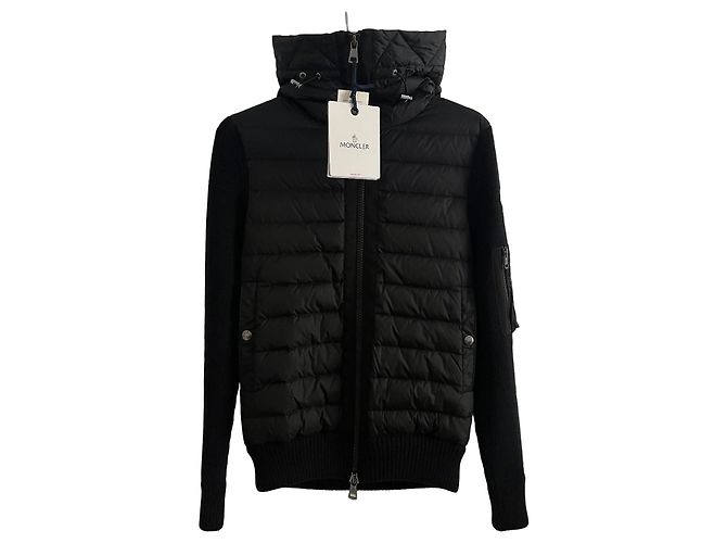 Giacca Ibrida Moncler Nera in Maglia e Nylon Nero
