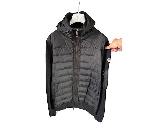 Moncler Black Down and Knit Hybrid Jacket
