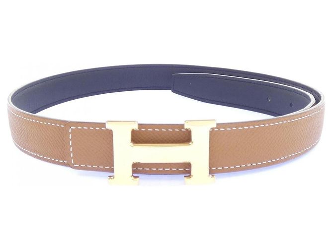 Hermès Hermes Mini H 24mm Wendelgürtel Braun Schwarz