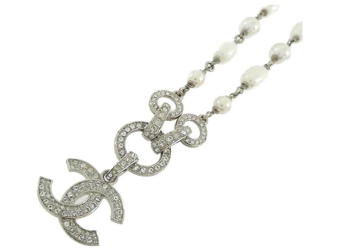 Collar Chanel Plata y Blanco