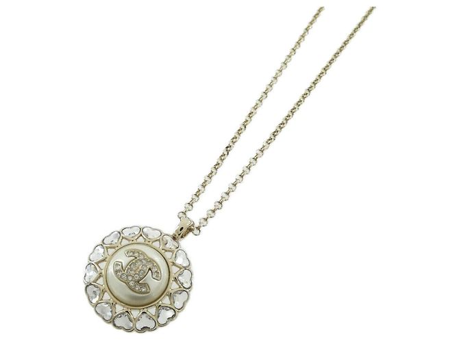 Chanel Gold and White Necklace Golden