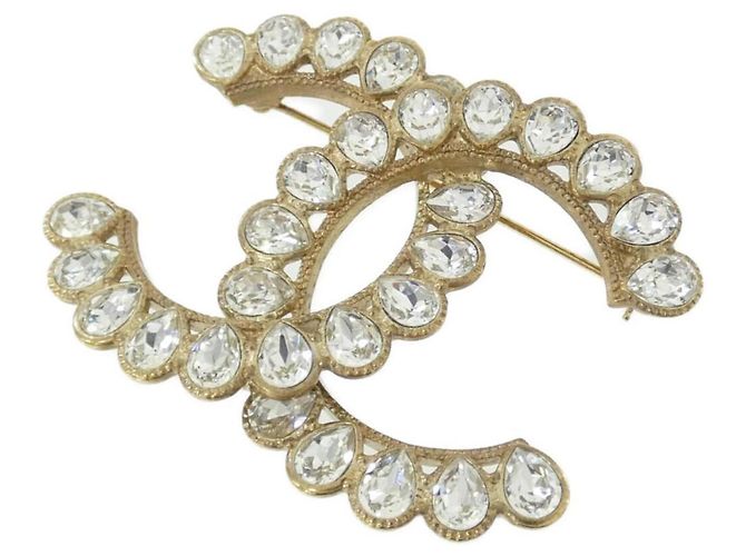 Chanel Clear and Gold Brosche Golden