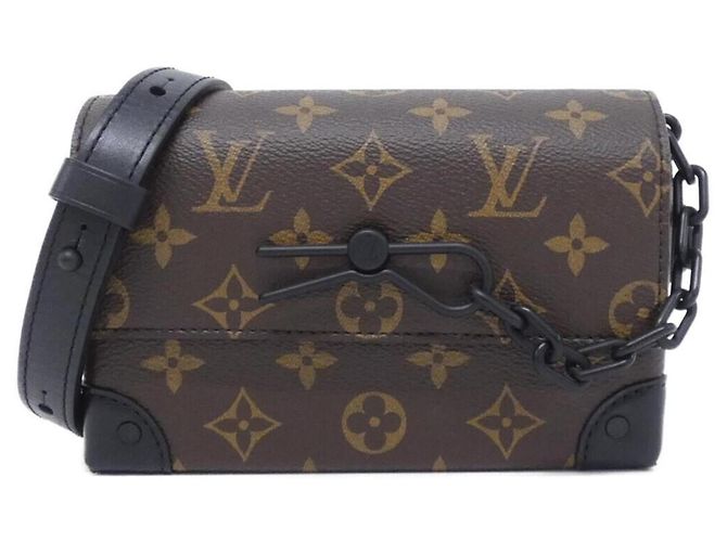 Borsa a tracolla Louis Vuitton Monogram Macassar Steamer Marrone Nero