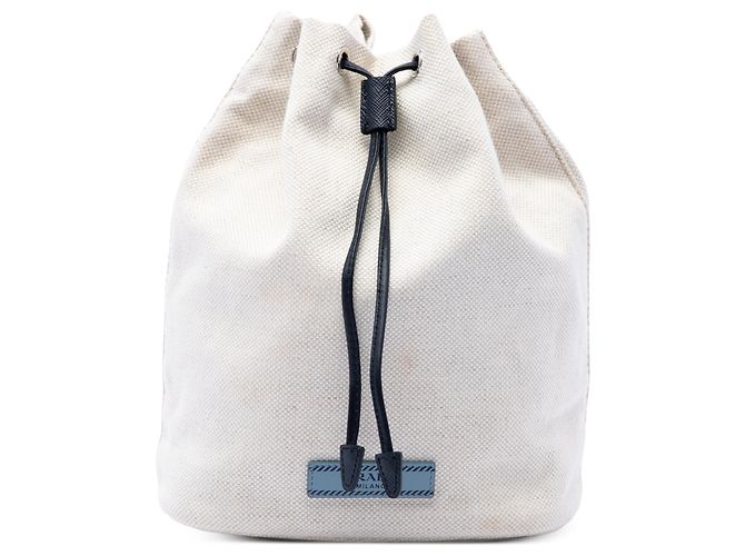 Prada Mistolino Canvas Beuteltasche weiß Aus weiß
