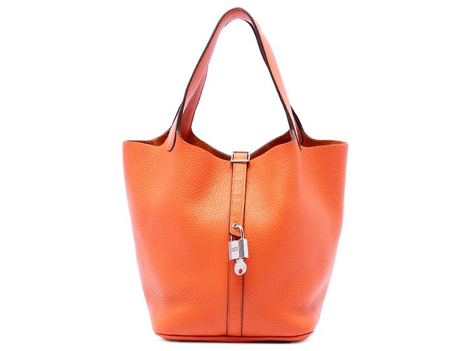 Hermès Orange Clemence Picotin Lock 22 Laranja