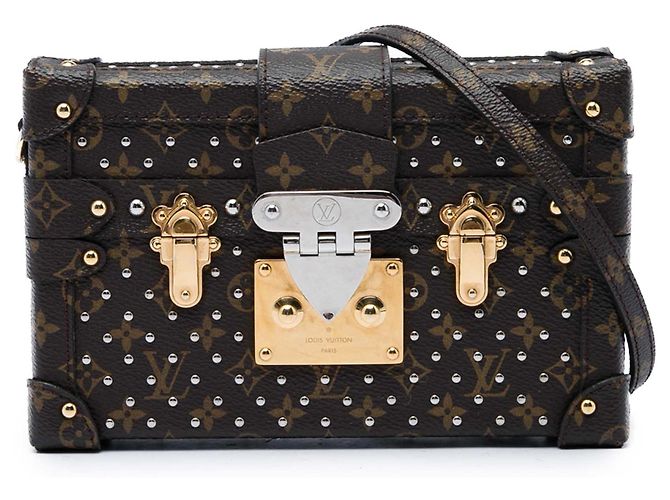 Louis Vuitton Brown Monogram Studded Petite Malle Marron