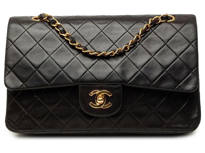 Chanel Black Medium Classic Lambskin Double Flap Noir