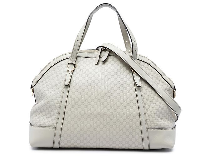 Bolso Gucci Nice Dome Satchel Large Microguccissima Blanco