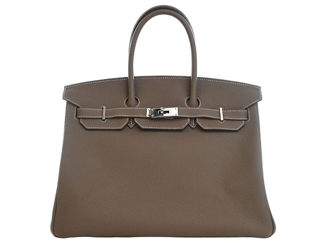 Hermès Brown Clemence Birkin Retourne 35 Marron Taupe