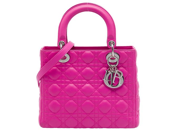 Autre Marque Dior Pink Medium Lambskin Cannage Lady Dior Rosa