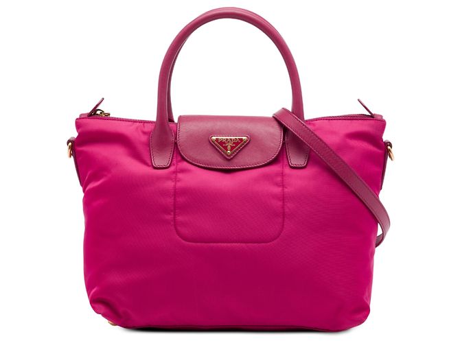Bolsa Satchel Prada em Tessuto com acabamento em Saffiano rosa