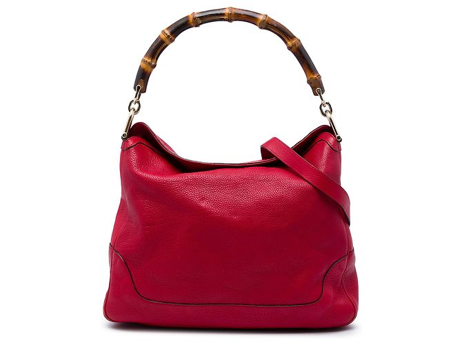 Bolsa Gucci Diana em couro de bezerro vermelho com bambu