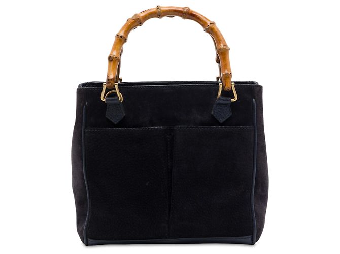 Bamboo Borsa Satchel Gucci in camoscio blu con bambù Blu navy