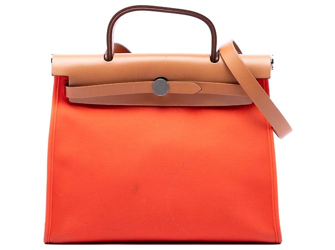 Hermès Orange Toile Herbag Zip 31 Naranja