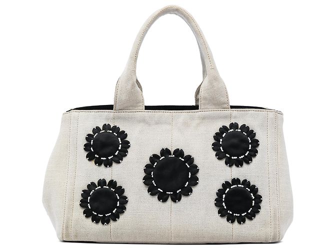 Prada Brown Canvas Canapa Mistolino Tote Beige