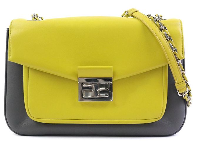 Bolsa de ombro em couro Fendi Marrom Amarelo
