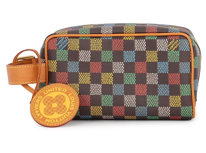 Louis Vuitton Damier Ebene Locker Dopp Kit Marron Multicolore Damier ebène