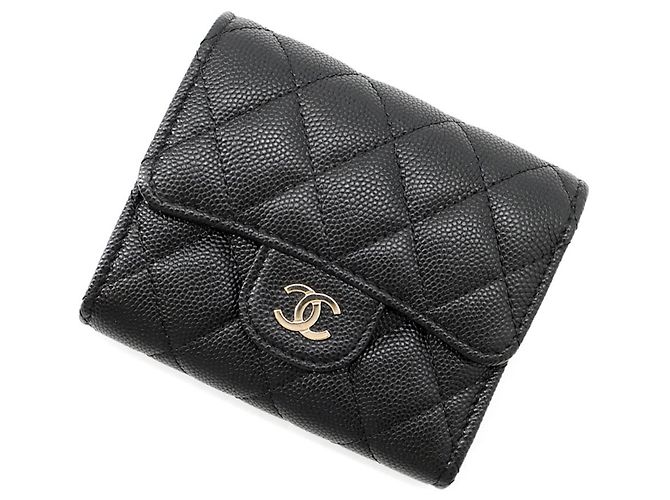 Chanel Matelassé Tri-fold Wallet Black