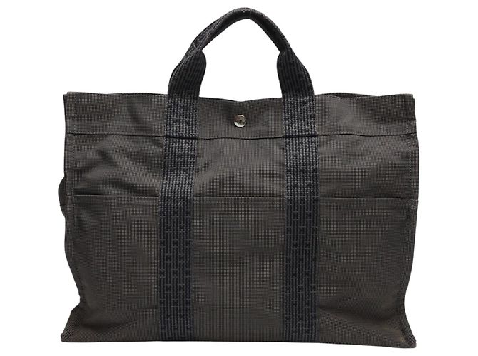 Hermès Borsa Tote Hermes in nylon grigio Marrone